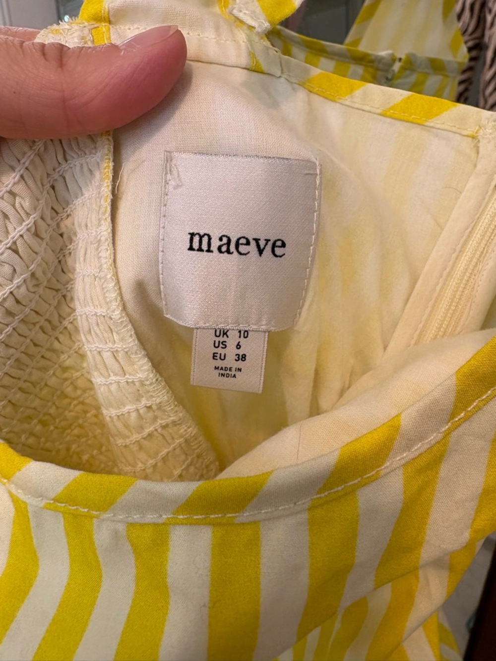 Maeve Sleeveless Cotton Square-Neck Romper Yellow Stripe Adjustable Straps - Picture 8 of 8